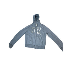 Womens Hollister Full Zip Gray Hoodie Hooded Sweatshirt Large L‎ EUC